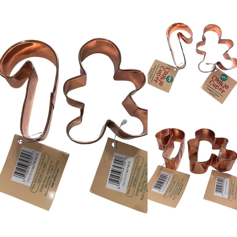 NWT Vintage Wilton Christmas Candy Cane Gingerbread‎ Copper Clad Cookie Cutter